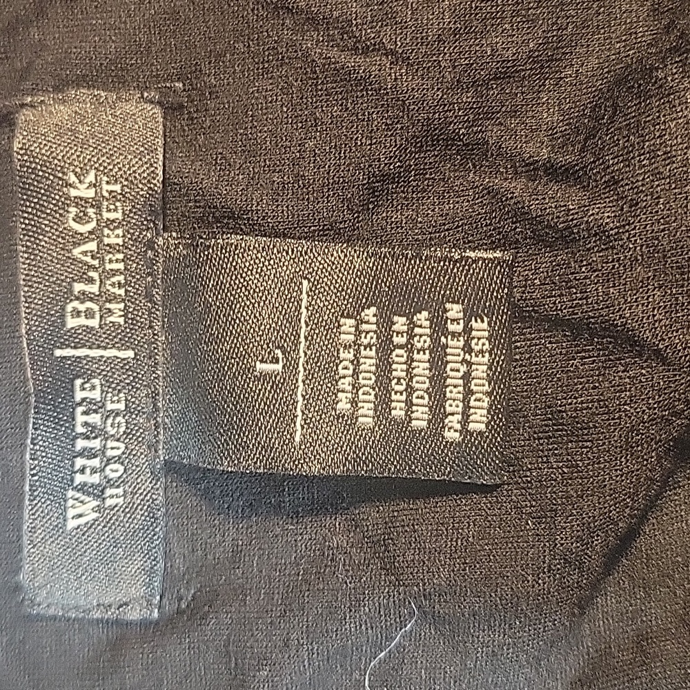 White House Black Market Navy Short Sleeve Sequined Blouse Large - Picture 7 of 7